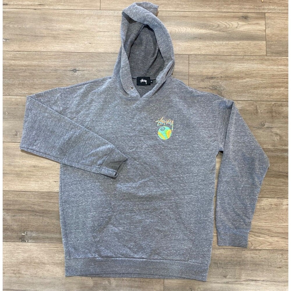 Stussy Gray Hoodie - Logo Front & Back 🎱